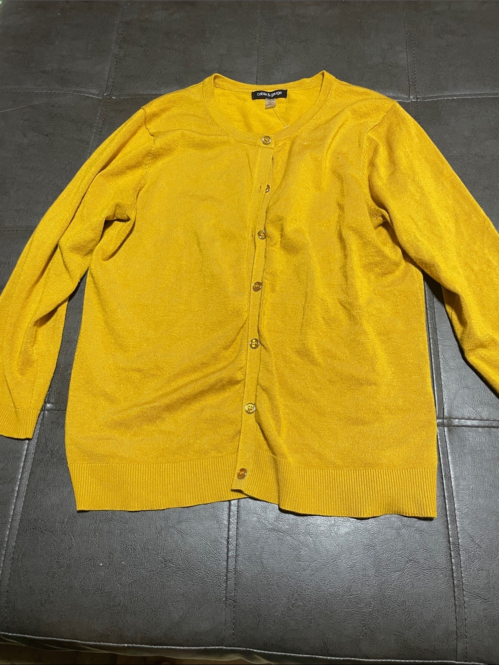 Cable & Gauge Mustard Yellow Button-Front Cardigan